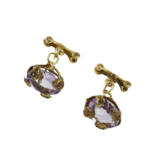 Contemporary Rose gold, amethyst skull cufflinks by Ali Alexander