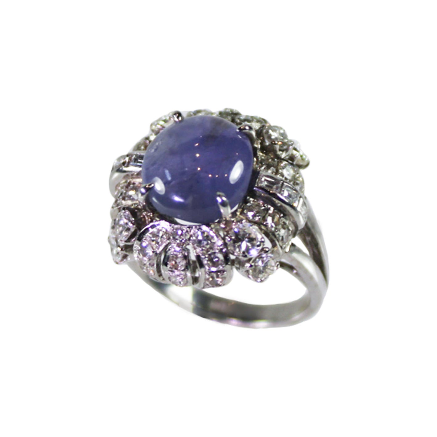 14ct white gold, star sapphire &amp; fancy set diamond ring. | engament ring melbourne, jeweller melbourne, diamond sapphire ring, star sapphire cocktail ring