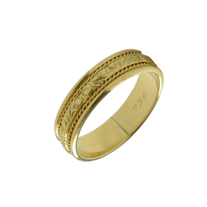 18ct. Yellow gold hand carved ring | wedding