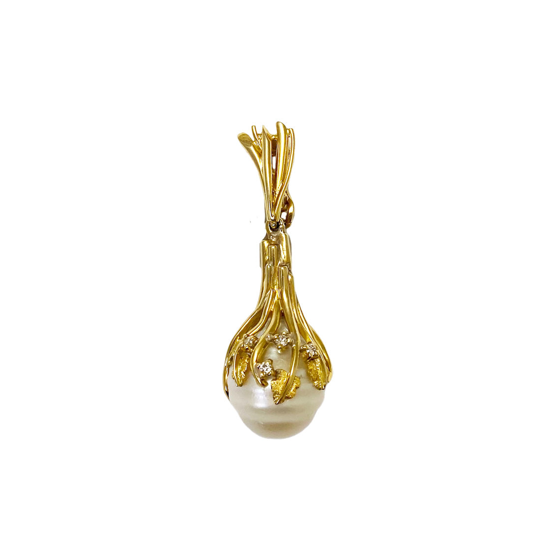 Contemporary 18ct. Handmade South Sea Pearl and diamond pendant/enhancer | pearl and diamond pendant, custom made pendant, fine jewellery, engagement ring