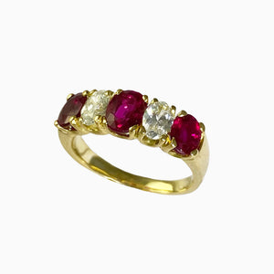 Contemporary 18ct. Yellow Gold, Ruby and Diamond Ring | antique ruby gold ring, diamond ring, engagement ring, ruby diamond ring, Jeweller Melbourne, wedding ring