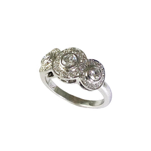 Contemporary 18ct. White Gold Diamond Set Trilogy Ring