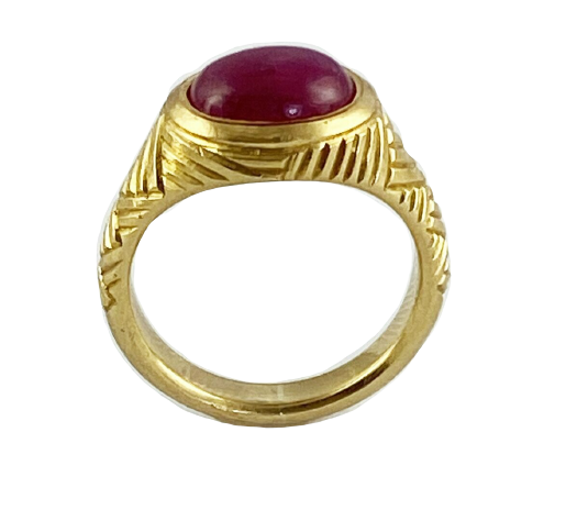 Contemporary 22ct. Yellow gold gold ruby ring by Alexander Wilson