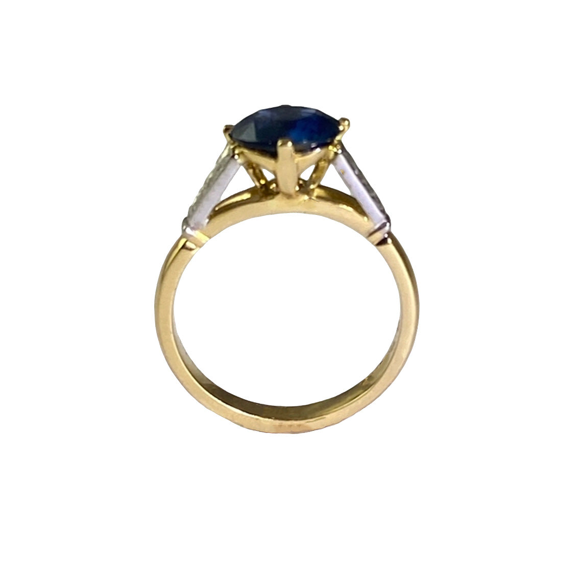 Contemporary Handmade 18ct. Yellow Gold, Sapphire and Diamond Ring