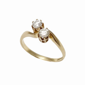 Vintage 9ct. Yellow gold Moi et Toi diamond ring