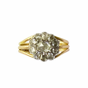 Antique 15ct. Yellow Gold Rose Cut Diamond Cluster Ring