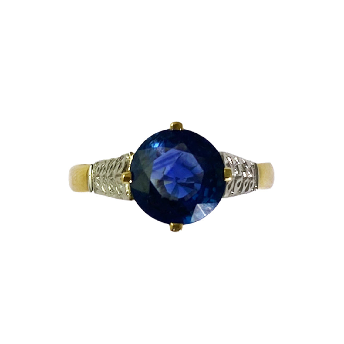 Contemporary Handmade 18ct. Yellow Gold, Sapphire and Diamond Ring | engagement ring melbourne, custom engagment ring 