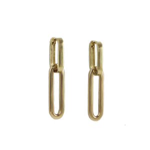 9ct yellow gold, oblong link drop huggie earring.&nbsp;&nbsp; | 9ct yellow gold huggie earring, melbourne earring