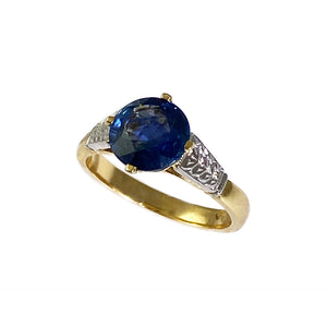 Contemporary Handmade 18ct. Yellow Gold, Sapphire and Diamond Ring | engagement ring melbourne, custom engagment ring 