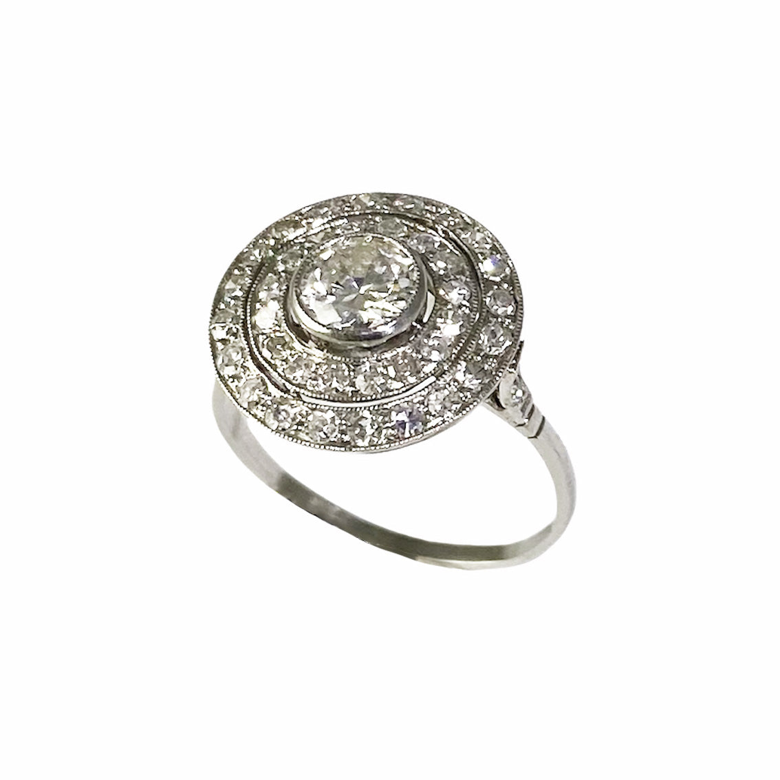 Platinum diamond grain set ring | art deco ring, diamond ring melbourne 