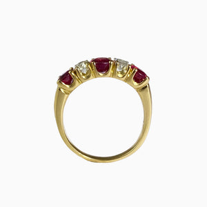 Contemporary 18ct. Yellow Gold, Ruby and Diamond Ring