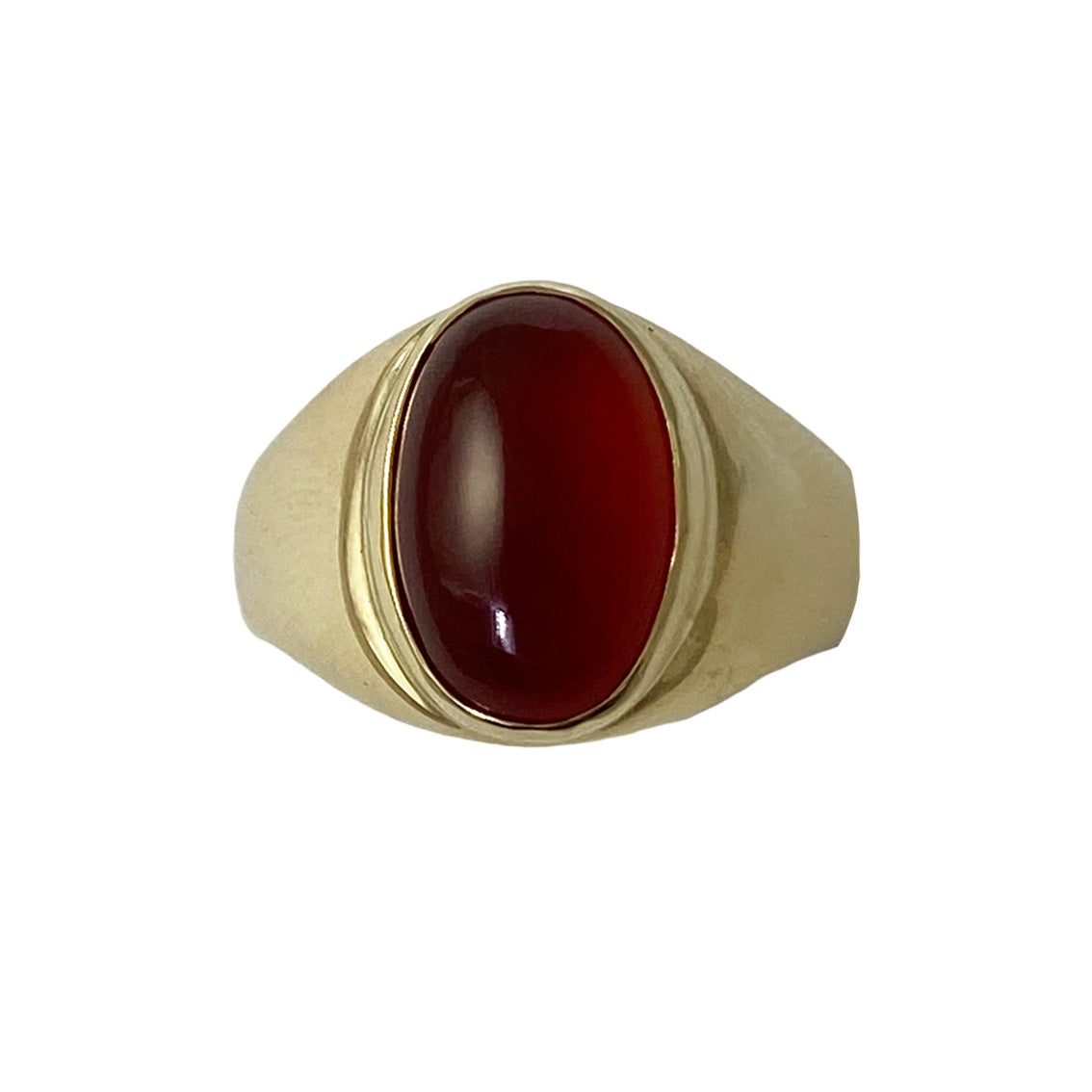 Vintage-Yellow-gold-ring-carnelian cabochon
