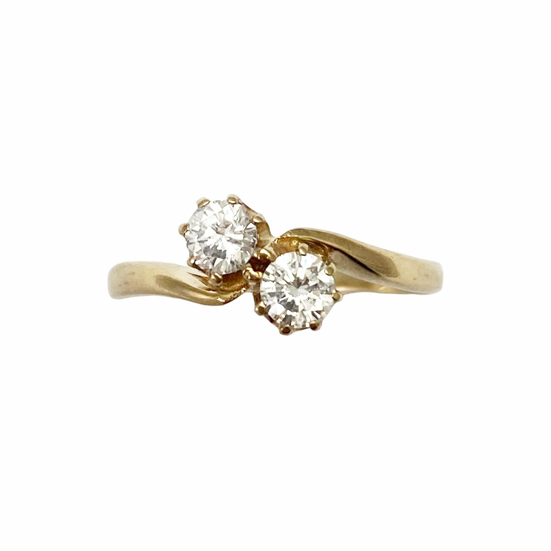 Vintage 9ct. Yellow gold Moi et Toi diamond ring | custom moi et toi engagement ring