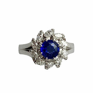 Contemporary Handmade 18ct. White Gold, Sapphire and Diamond Ring | engagement ring melbourne