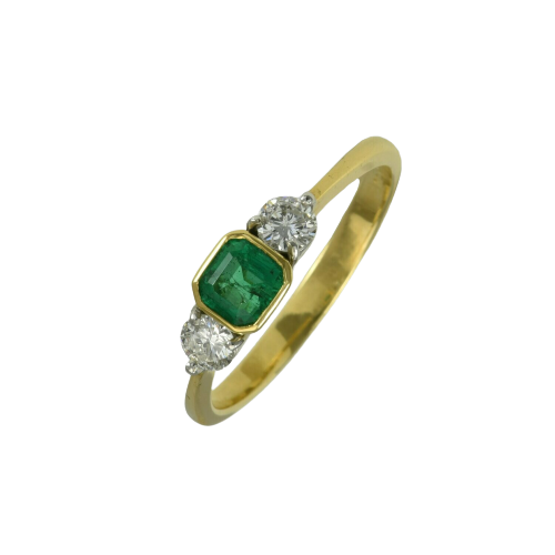 Contemporary 18ct yellow and white gold, emerald and diamond ring | custom engagement ring, emerald ring, emerald engagement ring, engagement ring melbourne