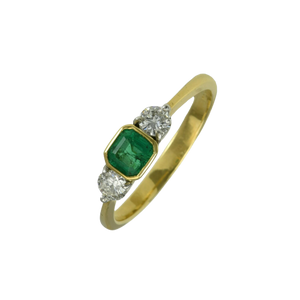 Contemporary 18ct yellow and white gold, emerald and diamond ring | custom engagement ring, emerald ring, emerald engagement ring, engagement ring melbourne