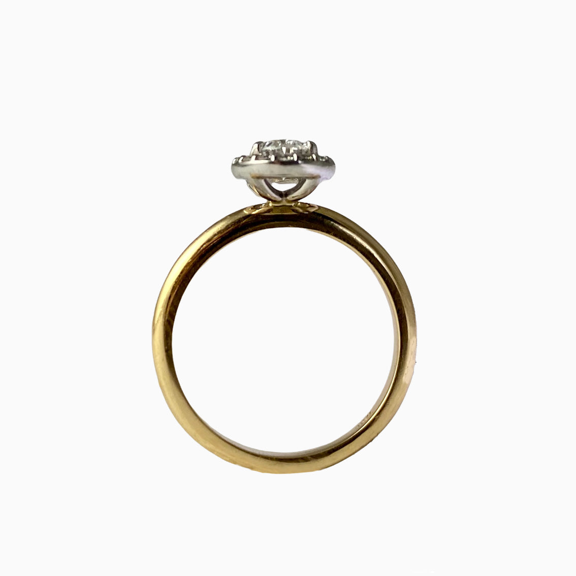 Contemporary 18ct. Yellow and White Gold Diamond Set Halo Ring