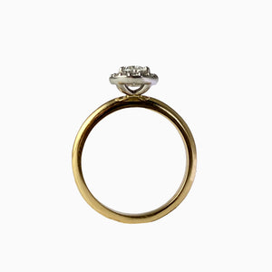 Contemporary 18ct. Yellow and White Gold Diamond Set Halo Ring