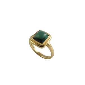 yellow gold bezel set cabochon green tourmaline