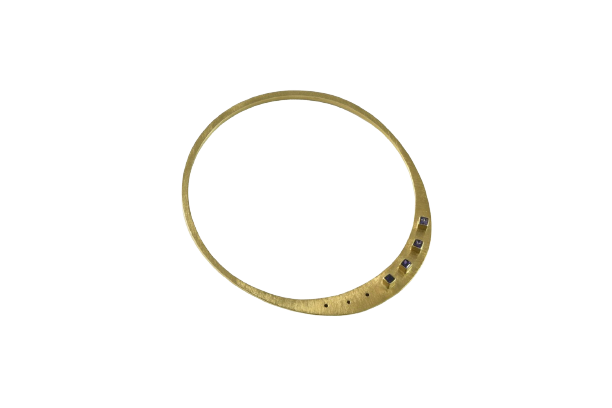 Contemporary 18ct. Yellow gold and sapphire bangle by Dorothy Erickson (POA)
