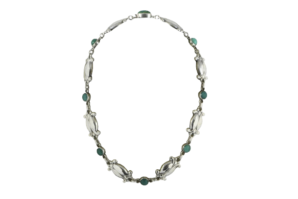 A Vintage Stg. silver and amazonite necklace by Georg Jensen.