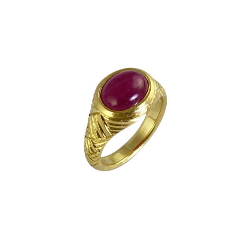 Contemporary 22ct. Yellow gold gold ruby ring by Alexander Wilson.