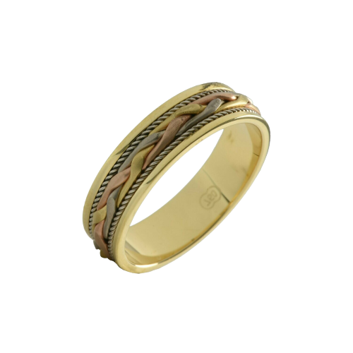18ct. Yellow, white and rose gold ring